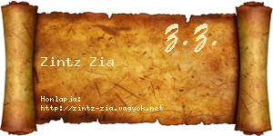 Zintz Zia névjegykártya